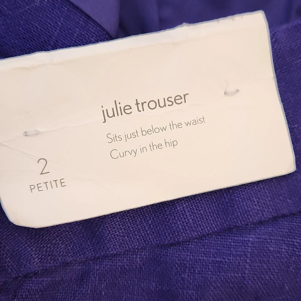 LOFT 100% Linen Women's Julie Trouser Royal Blue, Size 2P - Picture 8 of 10